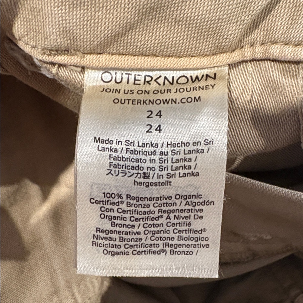 New! Outerknown Westbound Utility Khaki Chinos size 24 XS Minimalist Cotton - Picture 4 of 8